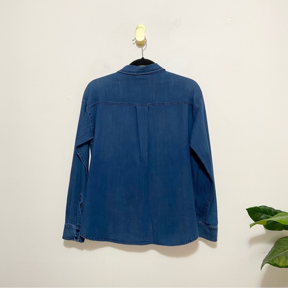 Vince Blue Chambray Denim Long Sleeve Button Down Shirt - Picture 7 of 10